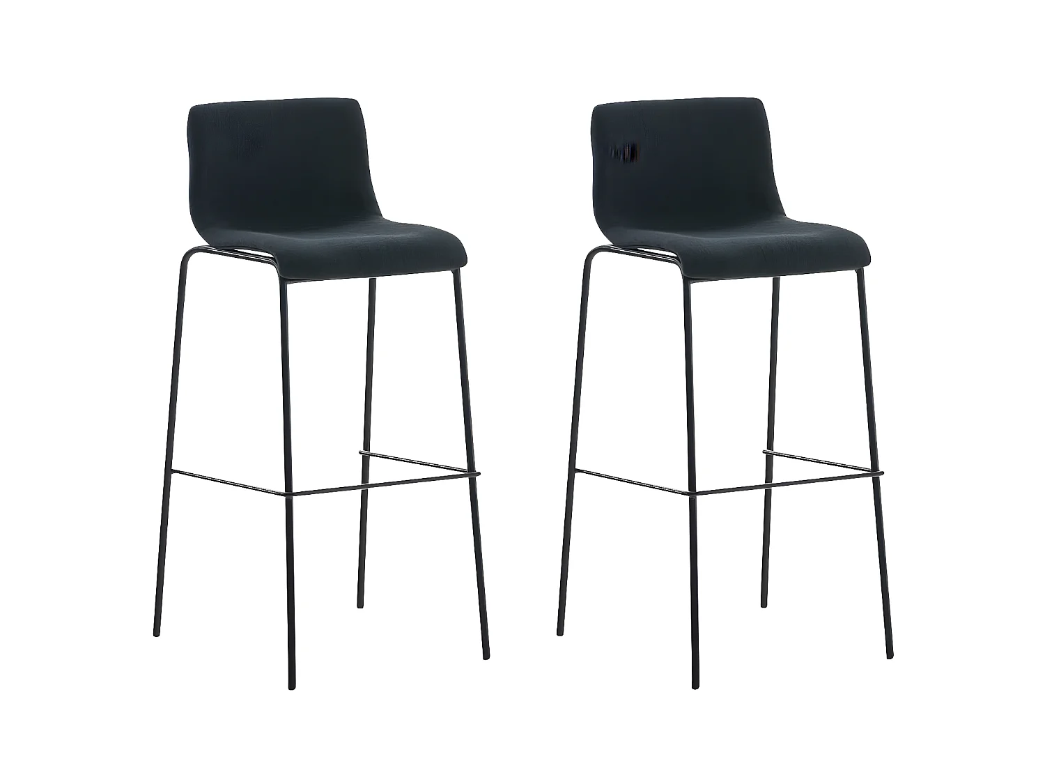Lot de 2  Tabouret de bar - Tissu & Noir - Noir - Hover