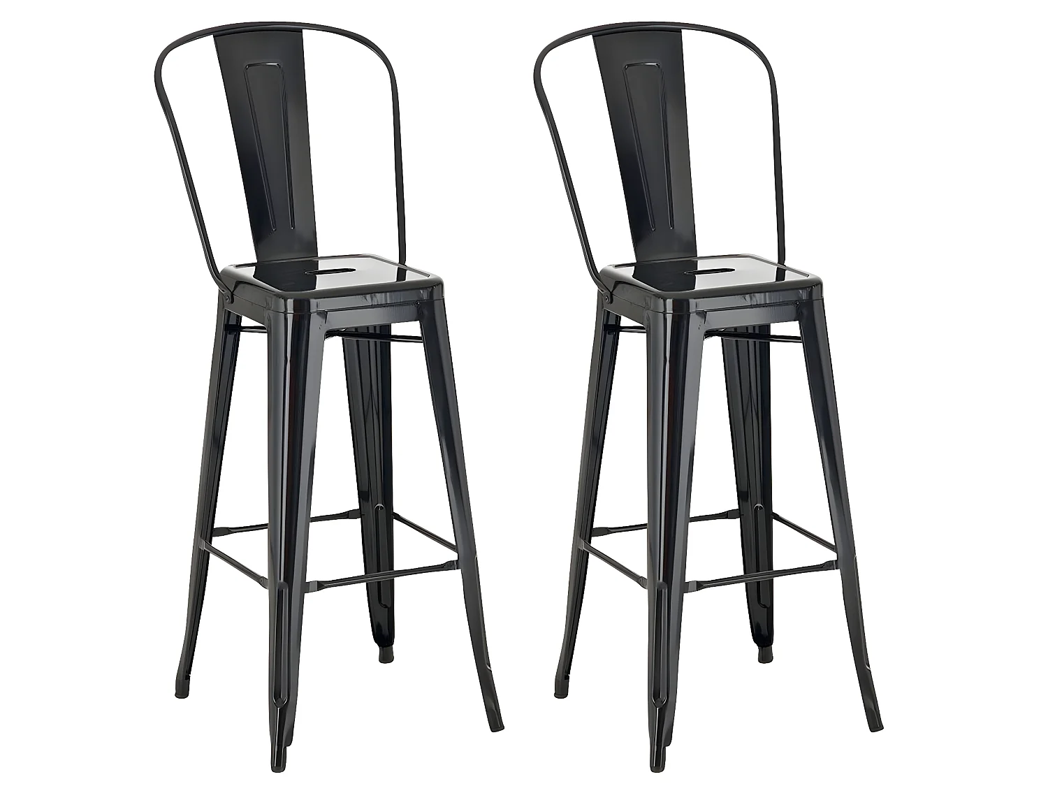 Lot de 2  Tabouret de bar - Métal & Métal - Noir - Aiden