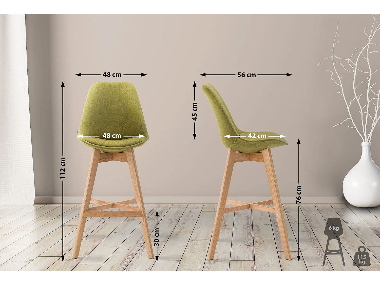 Tabouret de bar - Tissu & Nature - Vert - Cannes