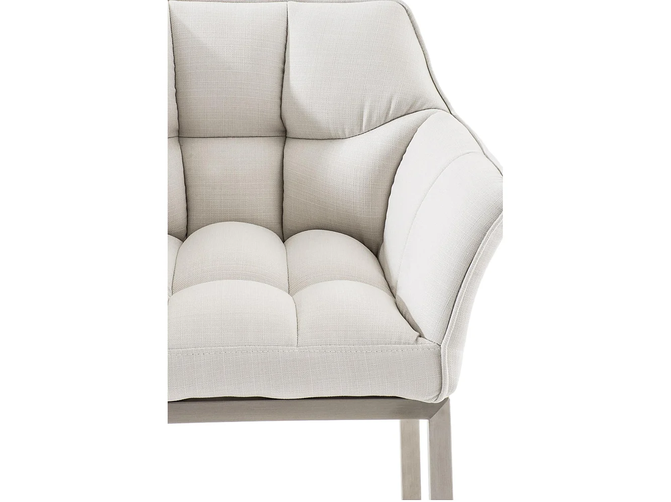 Lot de 2  Tabouret de bar - Tissu & Acier inoxydable - Blanc - Damaso