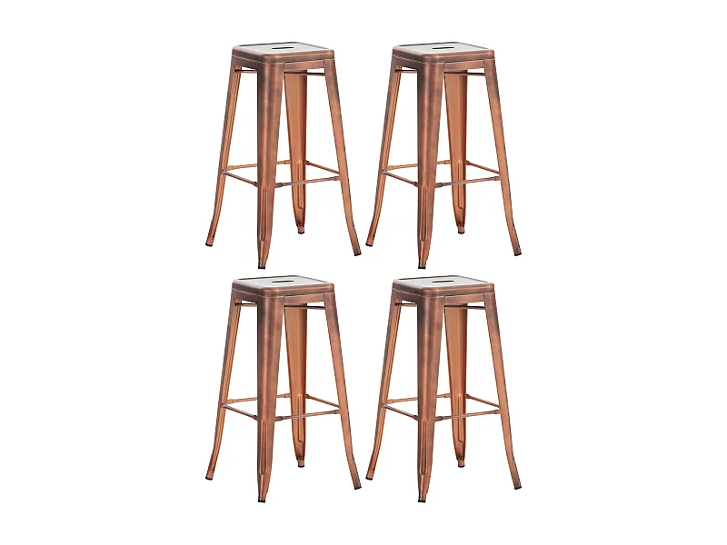 Lot de 4  Tabouret de bar - Métal - Cuivre - Joshua