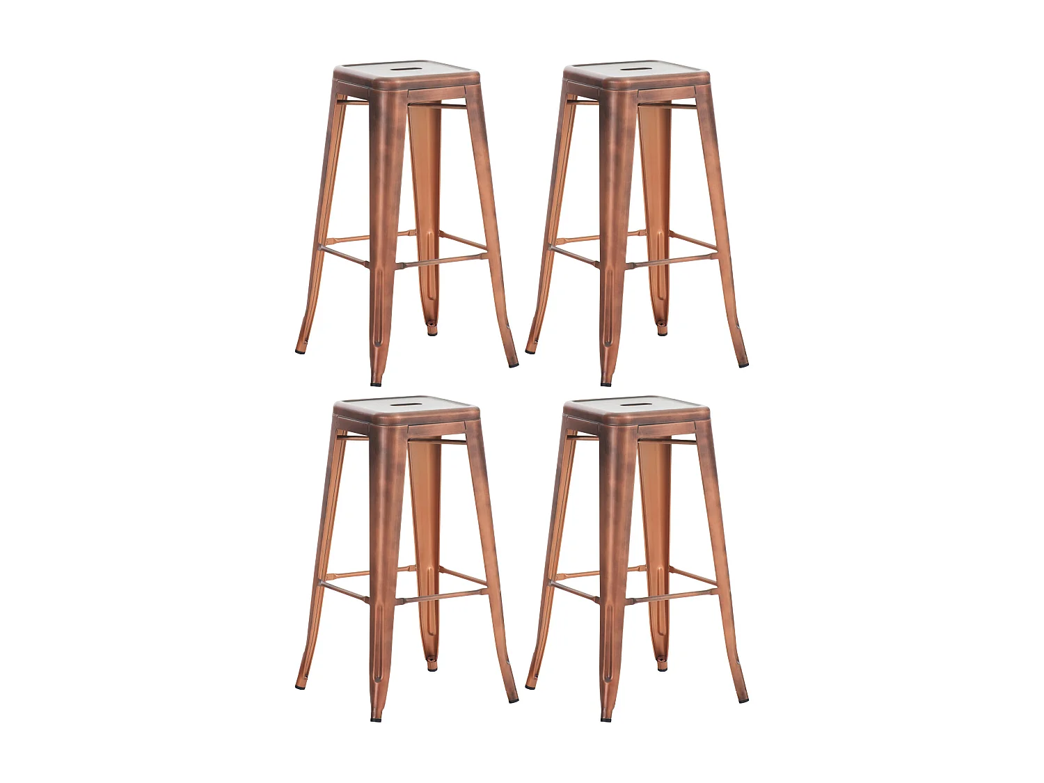 Lot de 4  Tabouret de bar - Métal - Cuivre - Joshua