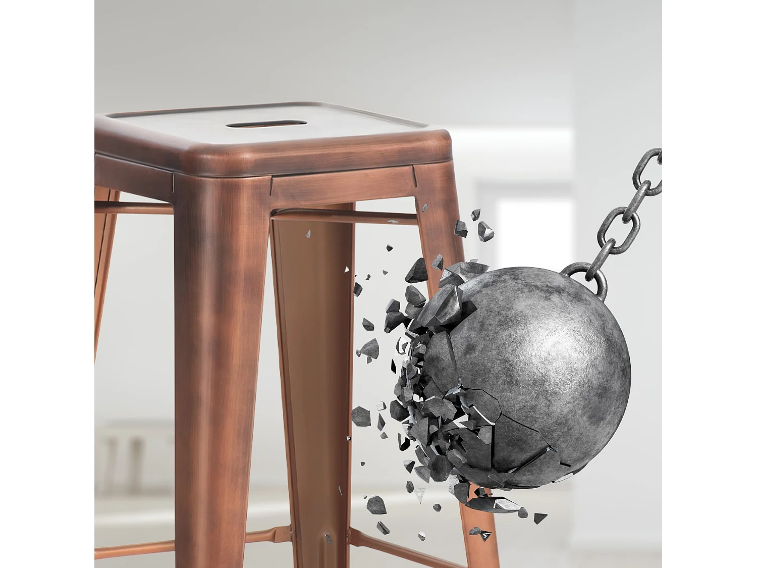 Lot de 4  Tabouret de bar - Métal - Cuivre - Joshua