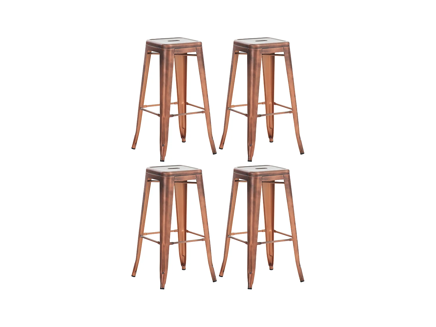 Lot de 4  Tabouret de bar - Métal - Cuivre - Joshua