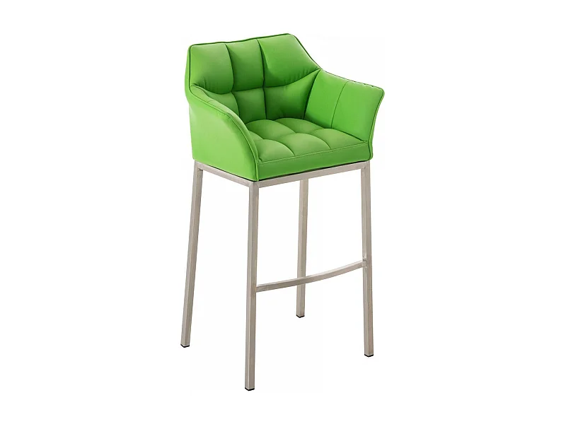 Tabouret de bar - Similicuir & Acier inoxydable - Vert - Damaso