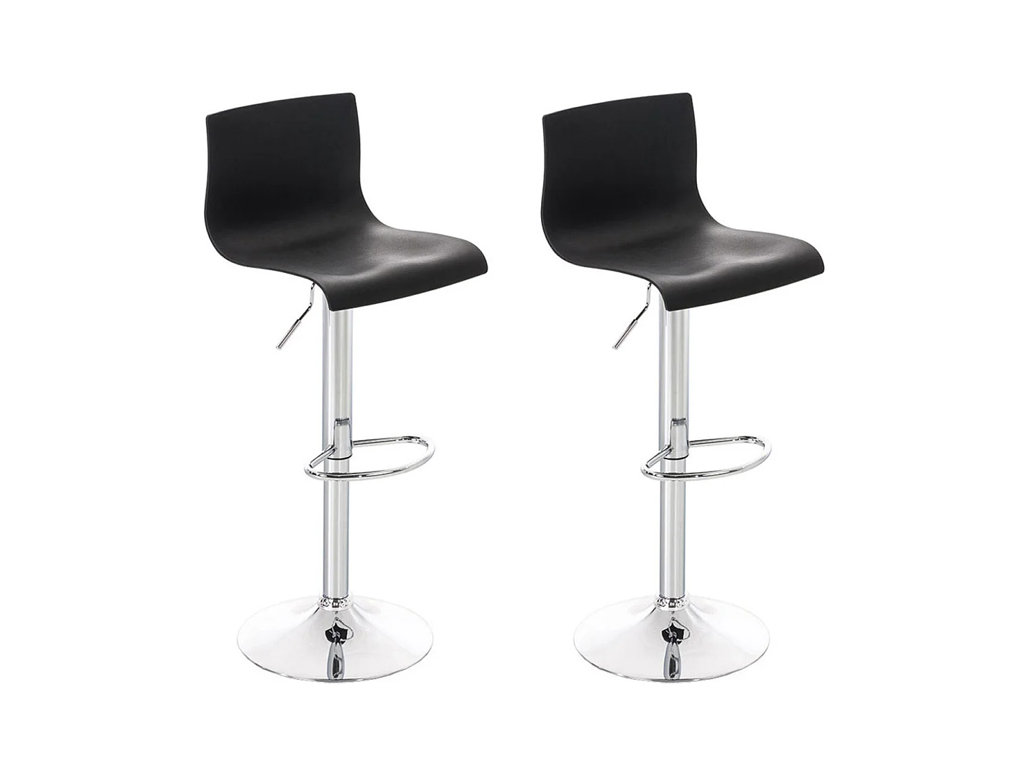 Lot de 2  Tabouret de bar - Plastique & Métal chromé - Noir - Hover
