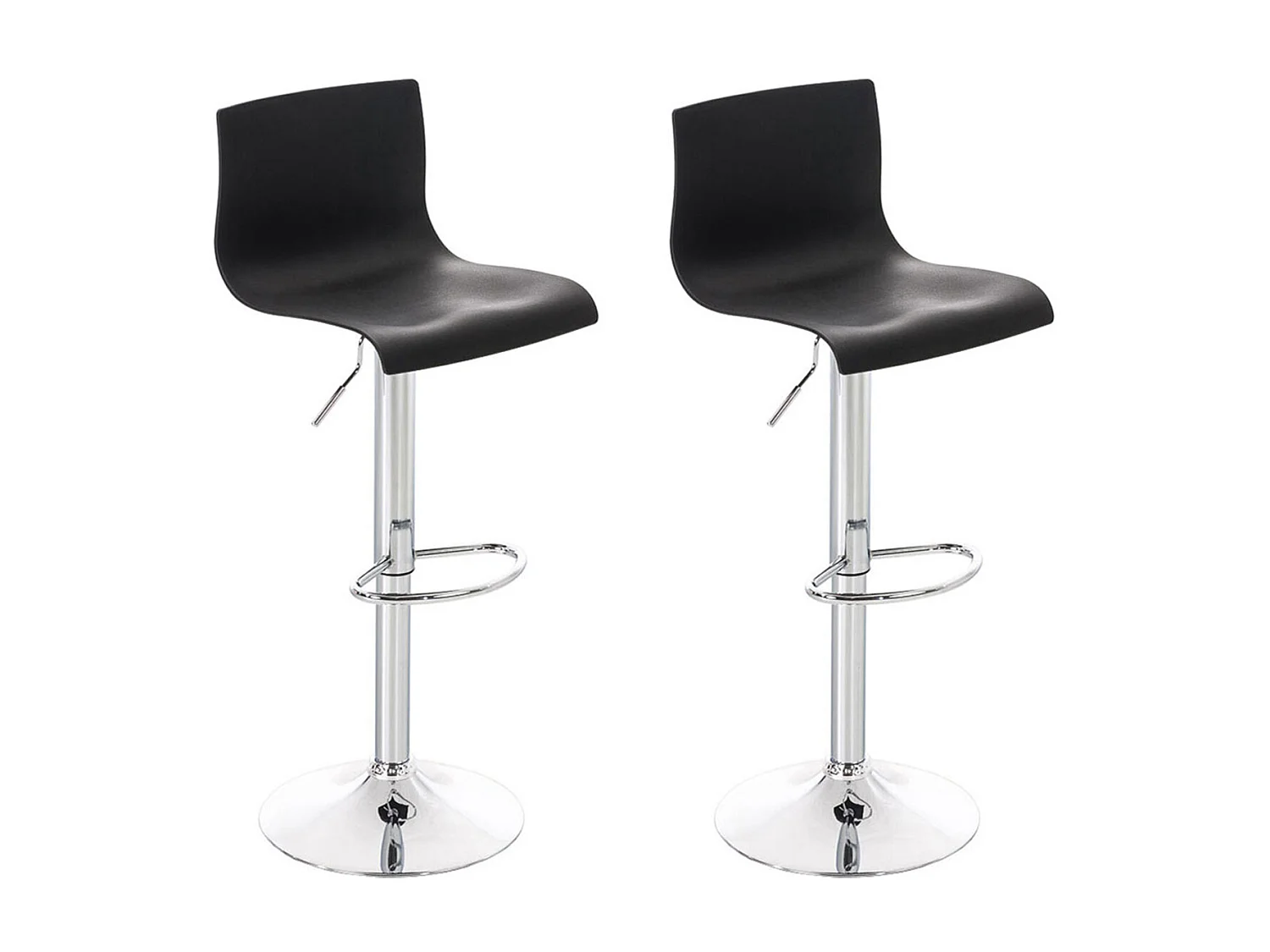 Lot de 2  Tabouret de bar - Plastique & Métal chromé - Noir - Hover