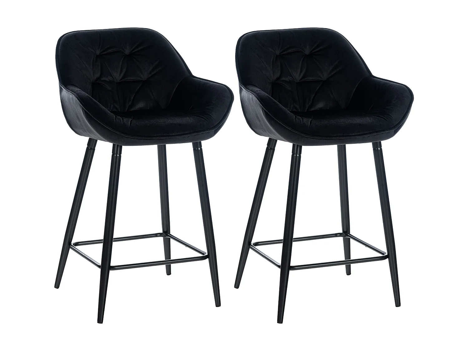 Set van 2  Barkruk - Fluweel - zwart - Gibson