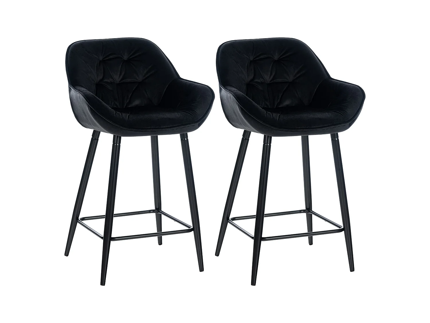 Lot de 2  Tabouret de bar - Velours - Noir - Gibson