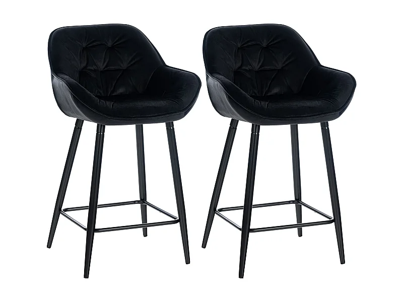2er Set Barhocker - Samt - schwarz - Gibson
