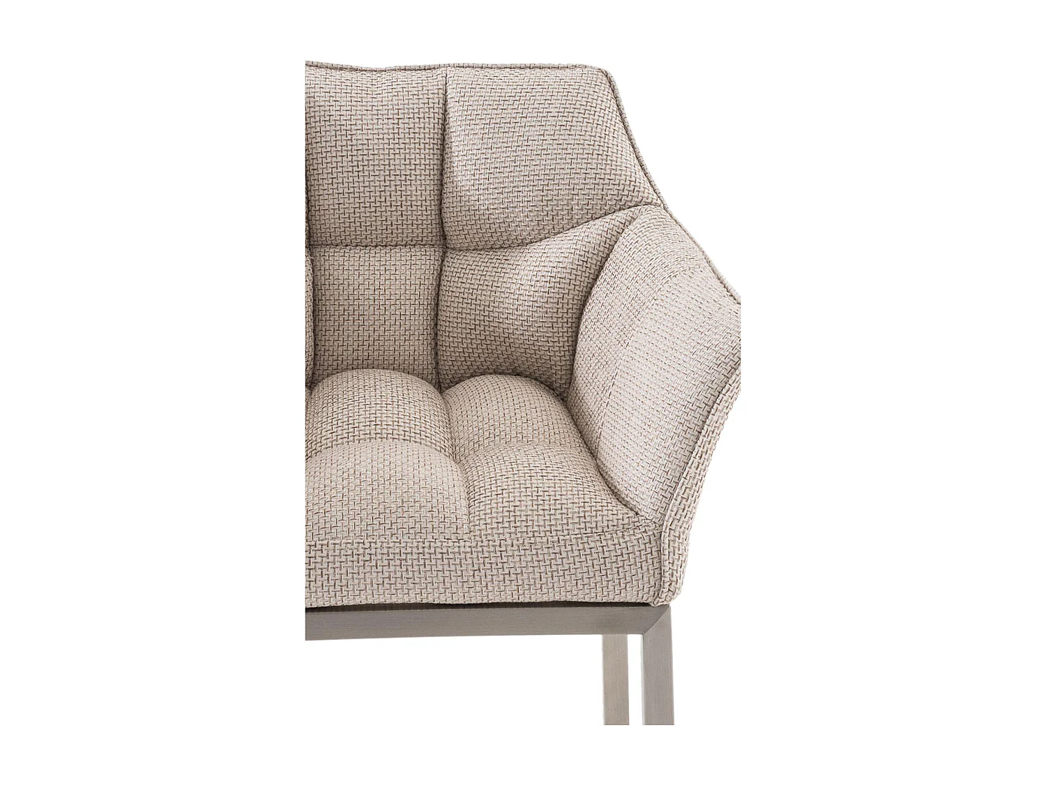 Lot de 2  Tabouret de bar - Tissu & Acier inoxydable - Ivoire - Damaso