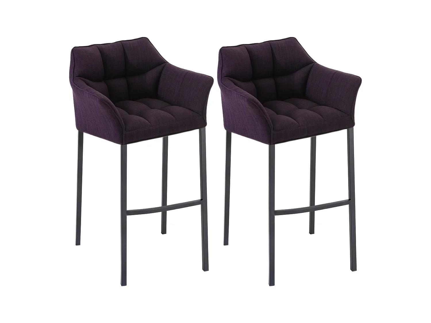 Lot de 2  Tabouret de bar - Tissu & Noir - Violet - Damaso