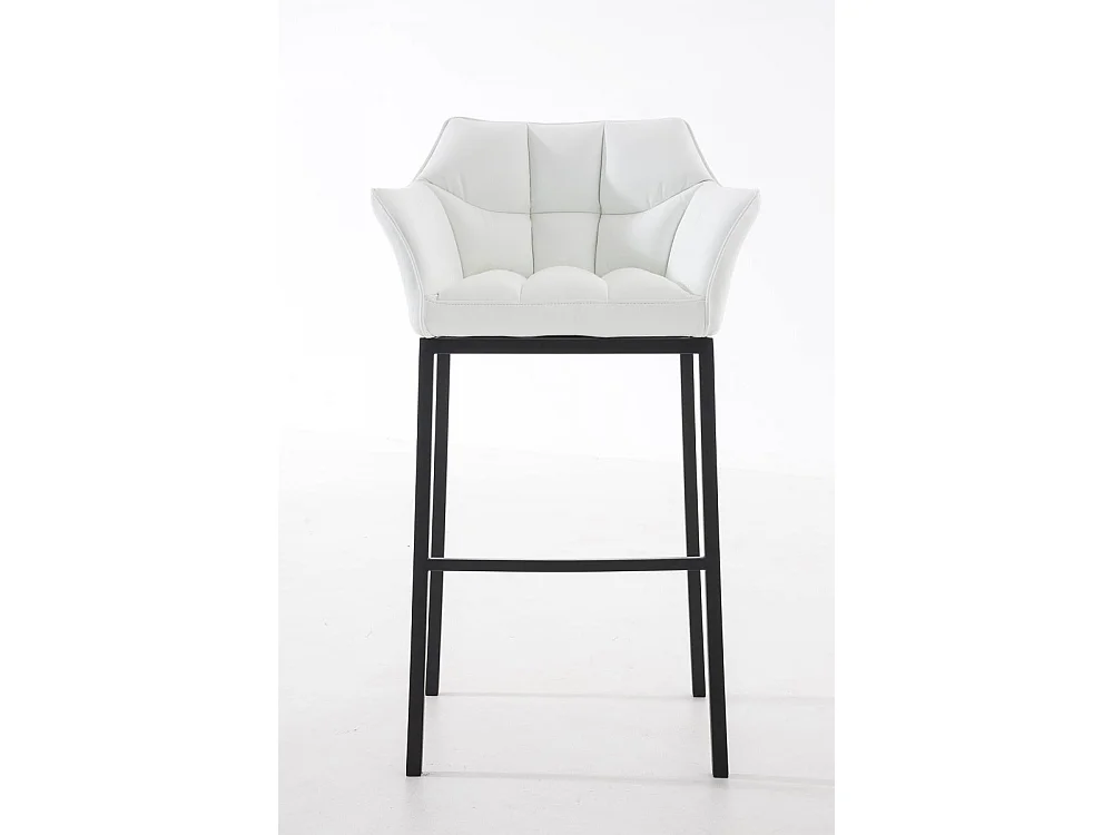 Lot de 2  Tabouret de bar - Similicuir & Noir - Blanc - DAMASO