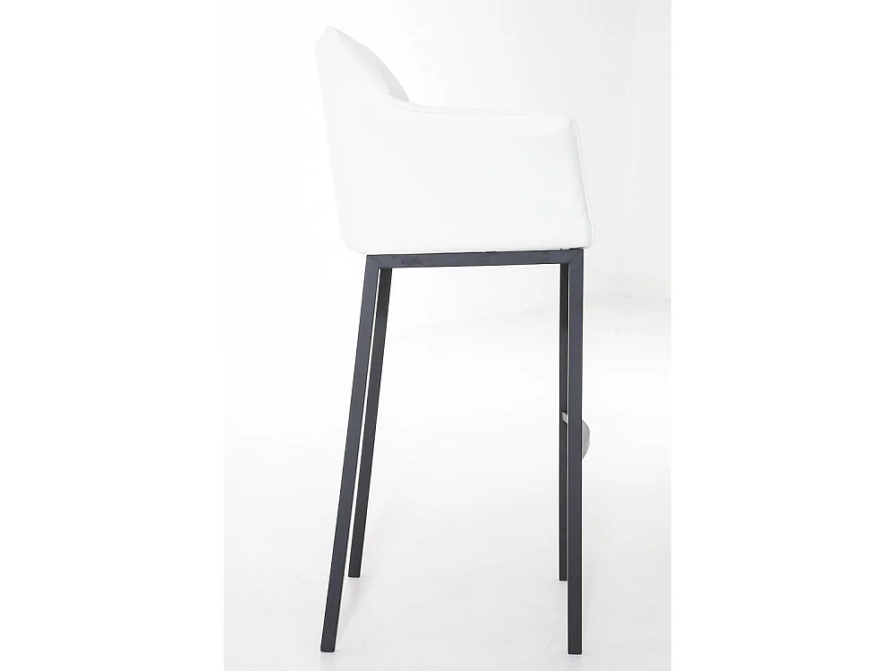 Lot de 2  Tabouret de bar - Similicuir & Noir - Blanc - DAMASO