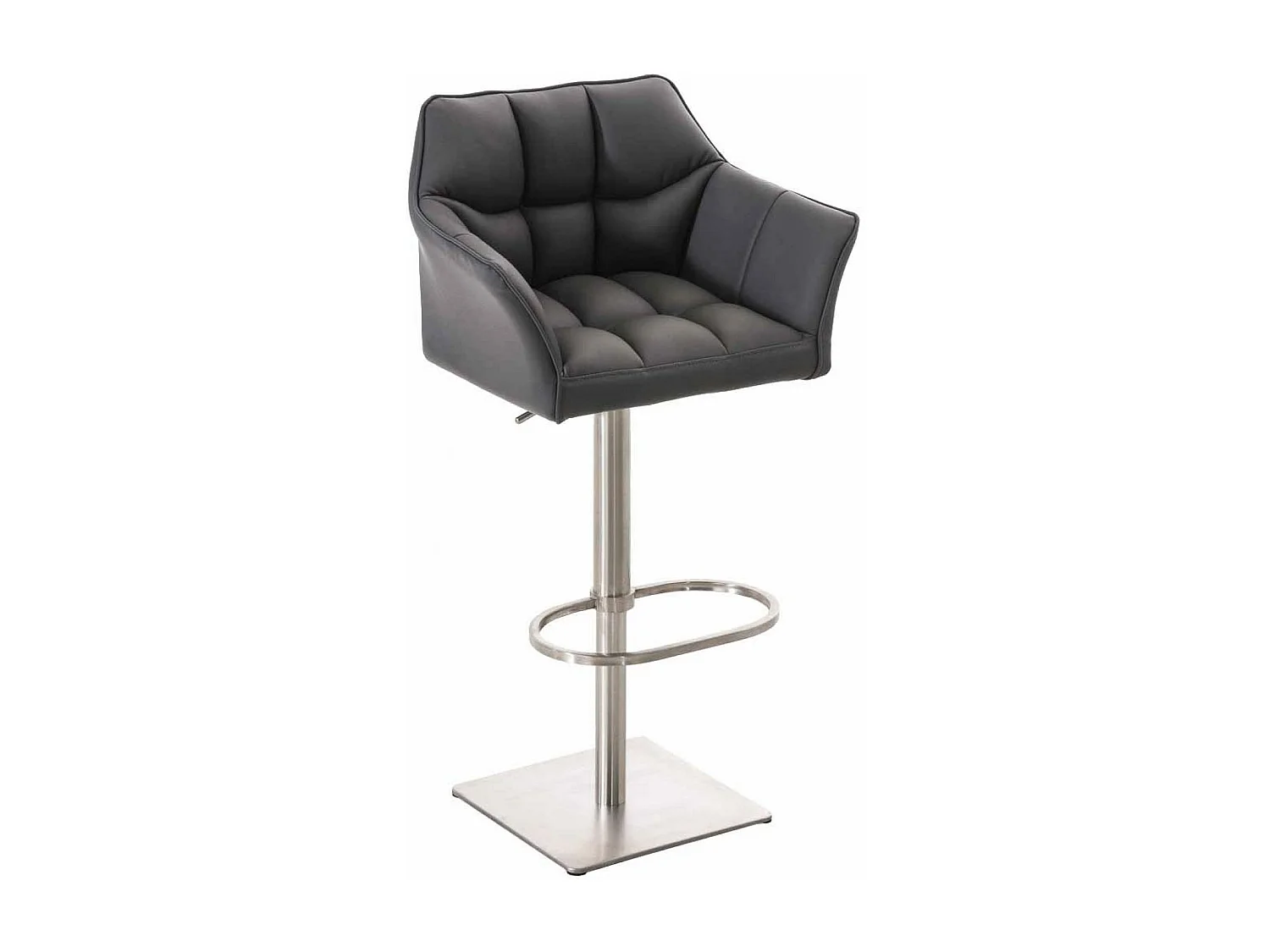 Lot de 2  Tabouret de bar - Similicuir & Acier inoxydable - Gris - Damaso