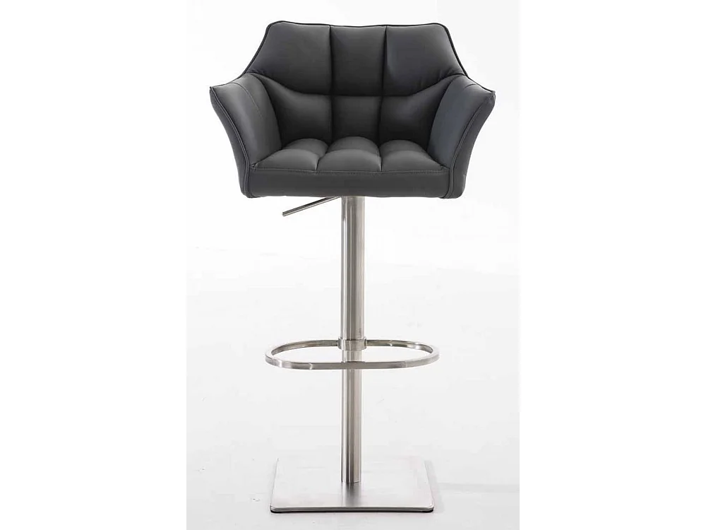 Lot de 2  Tabouret de bar - Similicuir & Acier inoxydable - Gris - Damaso