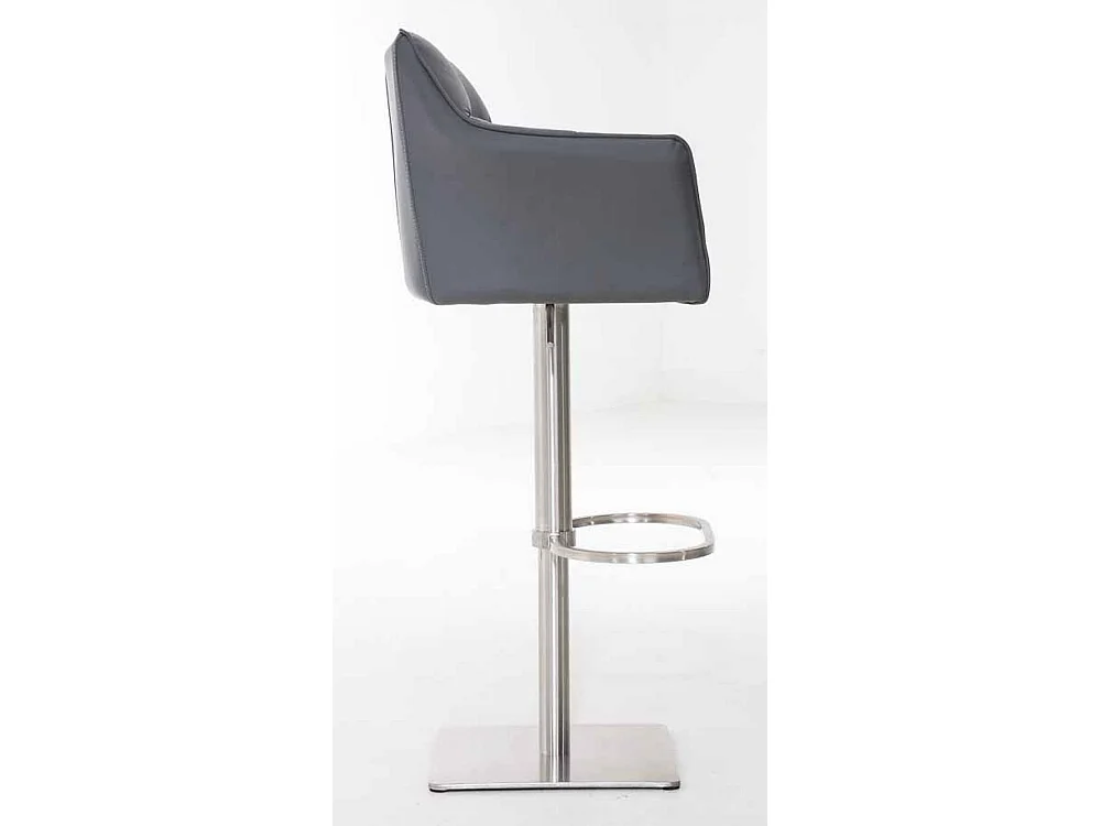 Lot de 2  Tabouret de bar - Similicuir & Acier inoxydable - Gris - Damaso