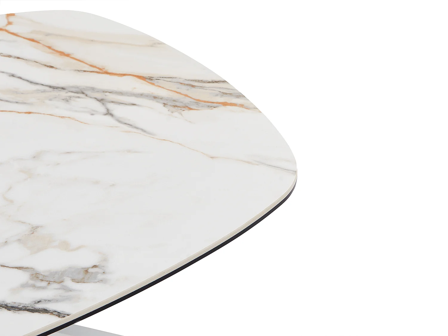 Tavolino in vetro temperato, ceramica e metallo Effetto marmo Bianco - DERIYA della Maison Céphy