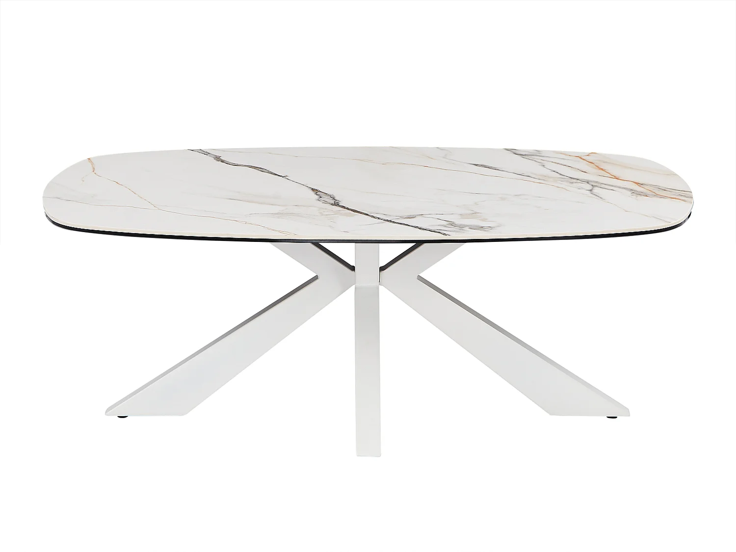 Tavolino in vetro temperato, ceramica e metallo Effetto marmo Bianco - DERIYA della Maison Céphy