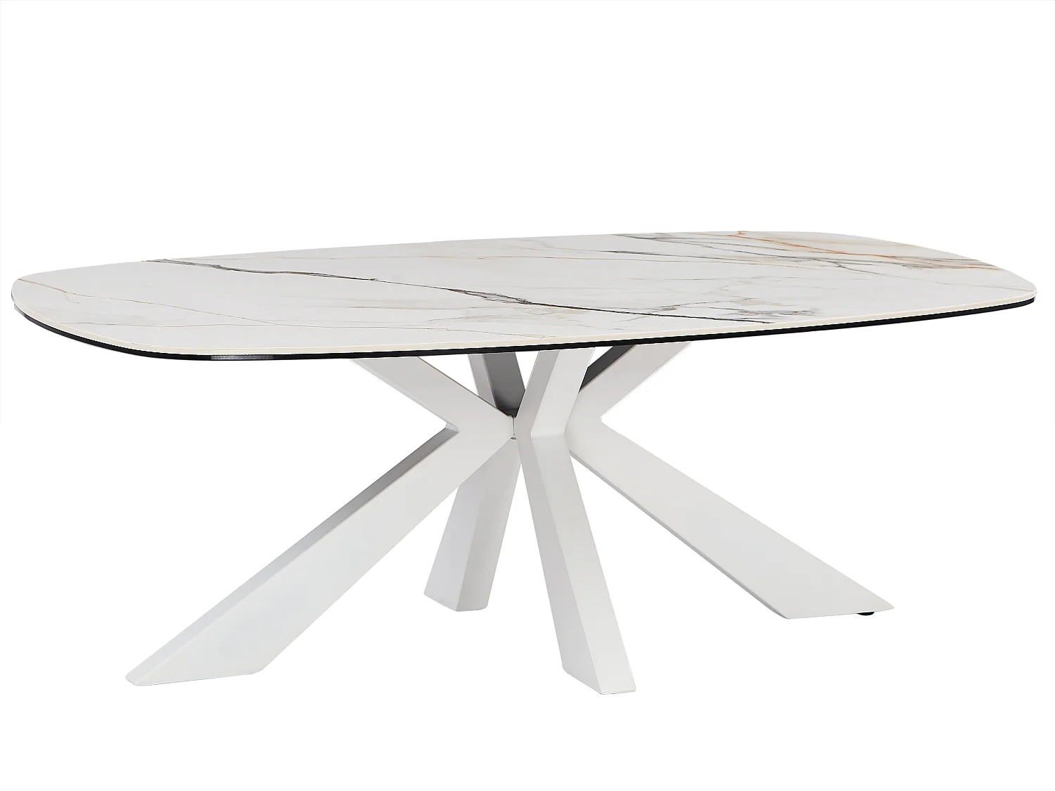 Tavolino in vetro temperato, ceramica e metallo Effetto marmo Bianco - DERIYA della Maison Céphy