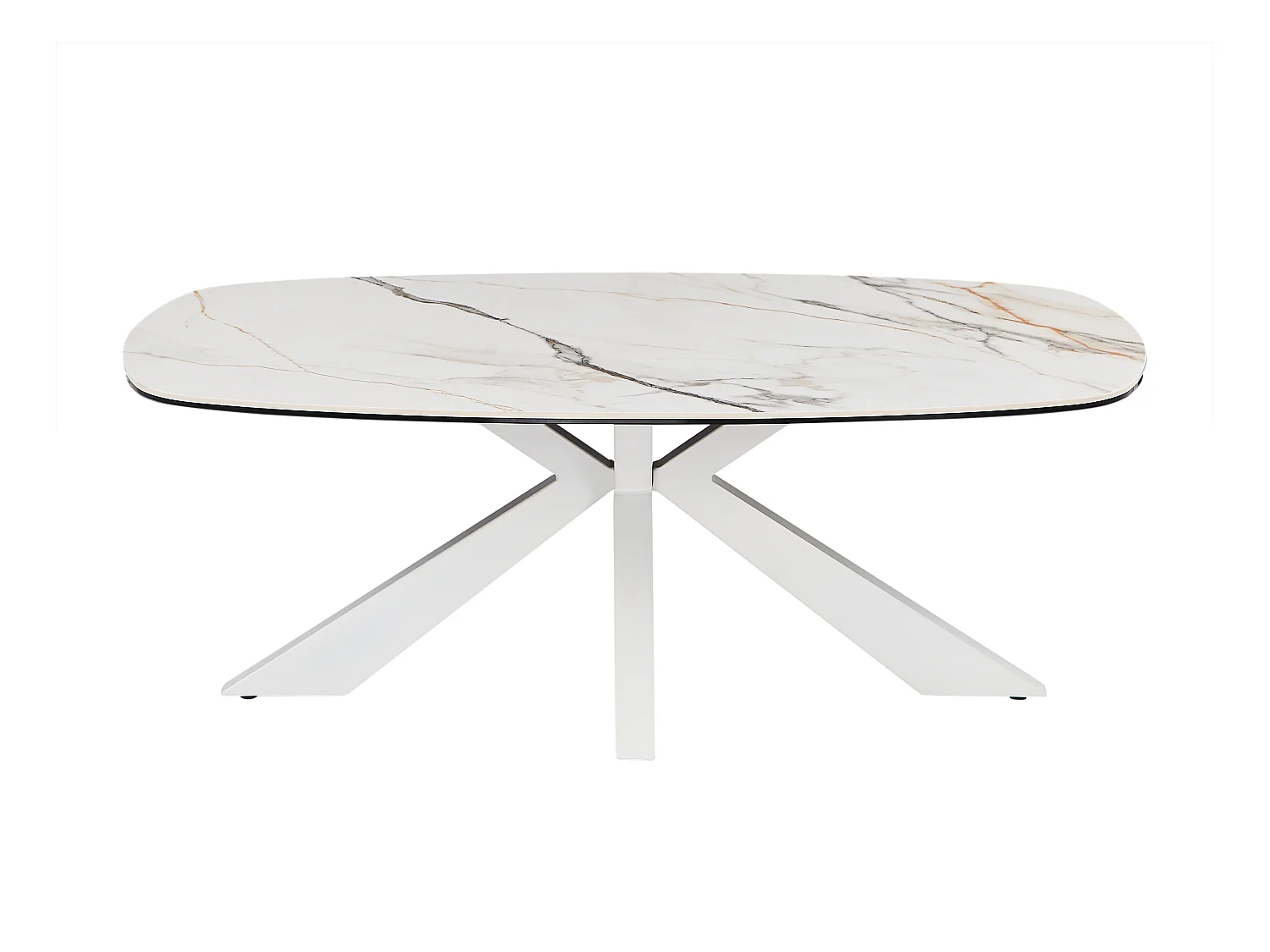 Couchtisch - Sicherheitsglas, Keramik & Metall - Marmor-Optik Weiß - DERIYA von Maison Céphy