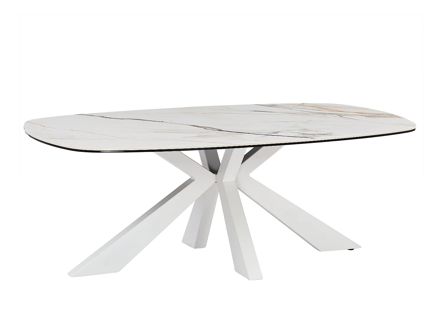 Couchtisch - Sicherheitsglas, Keramik & Metall - Marmor-Optik Weiß - DERIYA von Maison Céphy