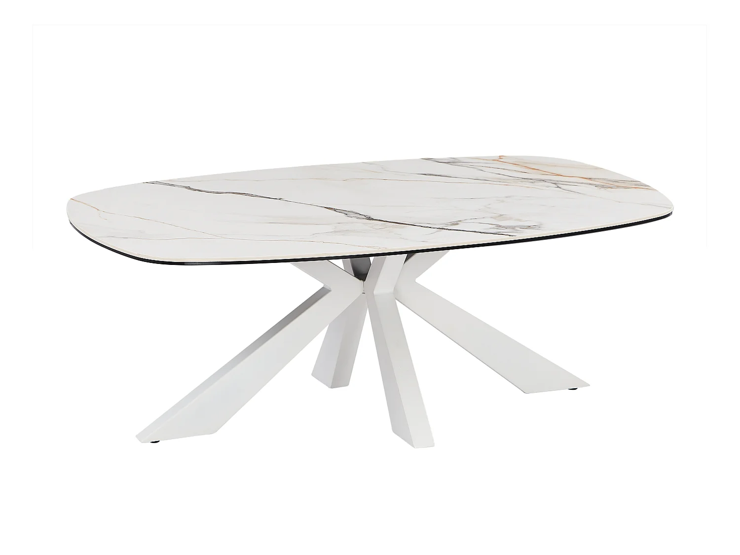 Couchtisch - Sicherheitsglas, Keramik & Metall - Marmor-Optik Weiß - DERIYA von Maison Céphy