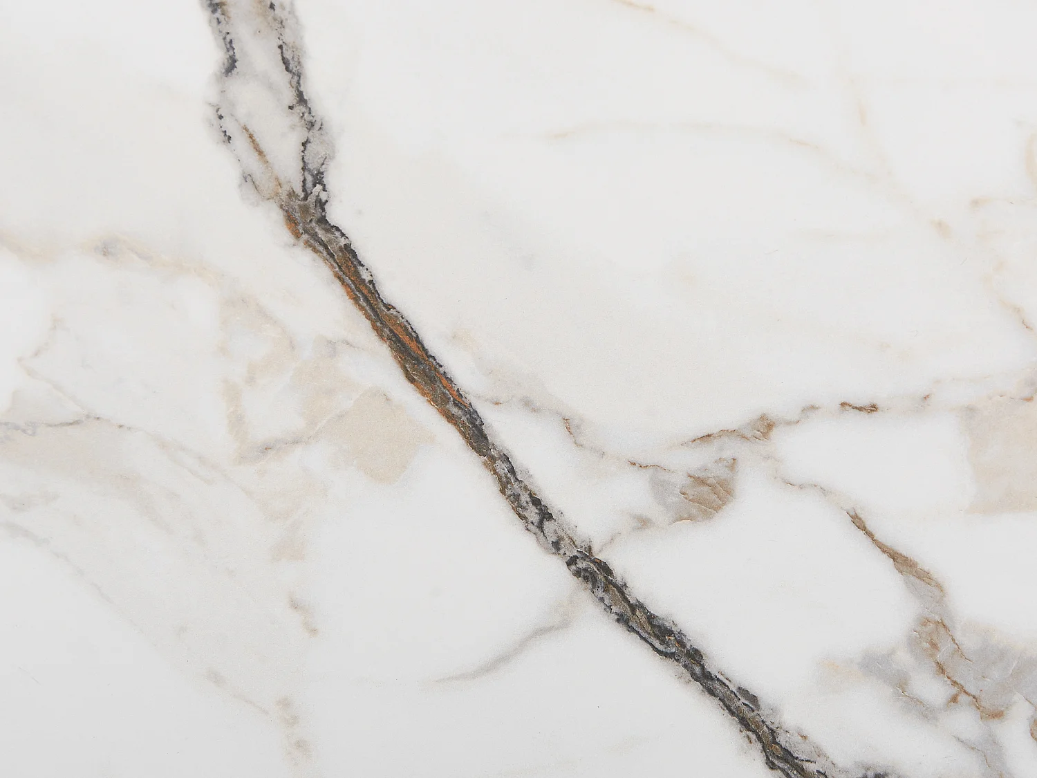 Table basse en verre trempé, céramique et métal - Effet marbre blanc - DERIYA de Maison Céphy