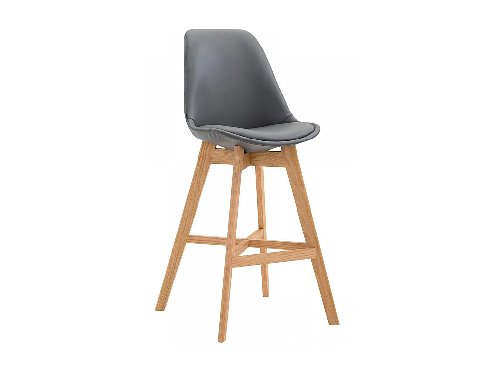 Tabouret de bar - Similicuir & Bois - Gris - Cannes