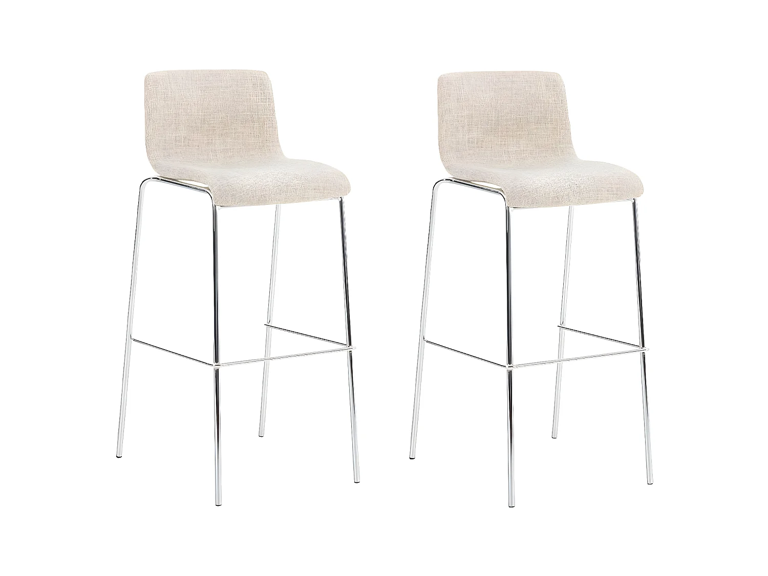 Lot de 2  Tabouret de bar - Tissu & Chrome - Crème - Hover