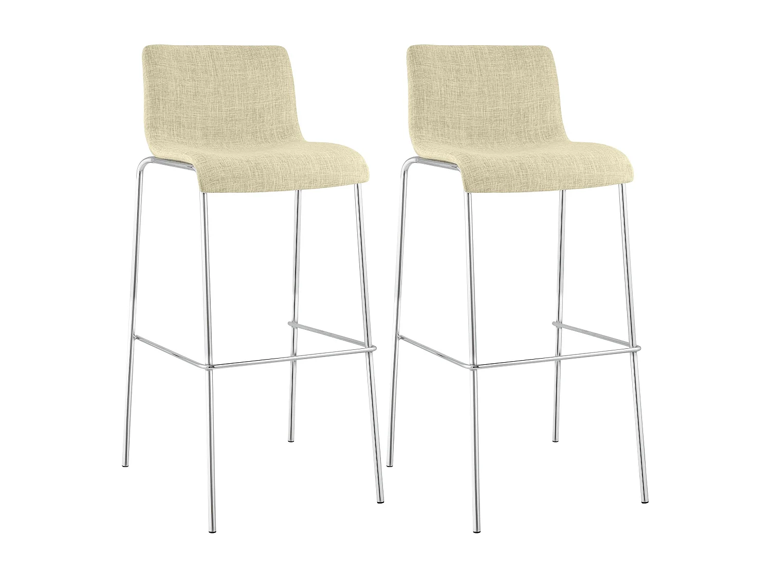 Lot de 2  Tabouret de bar - Tissu & Chrome - Crème - Hover