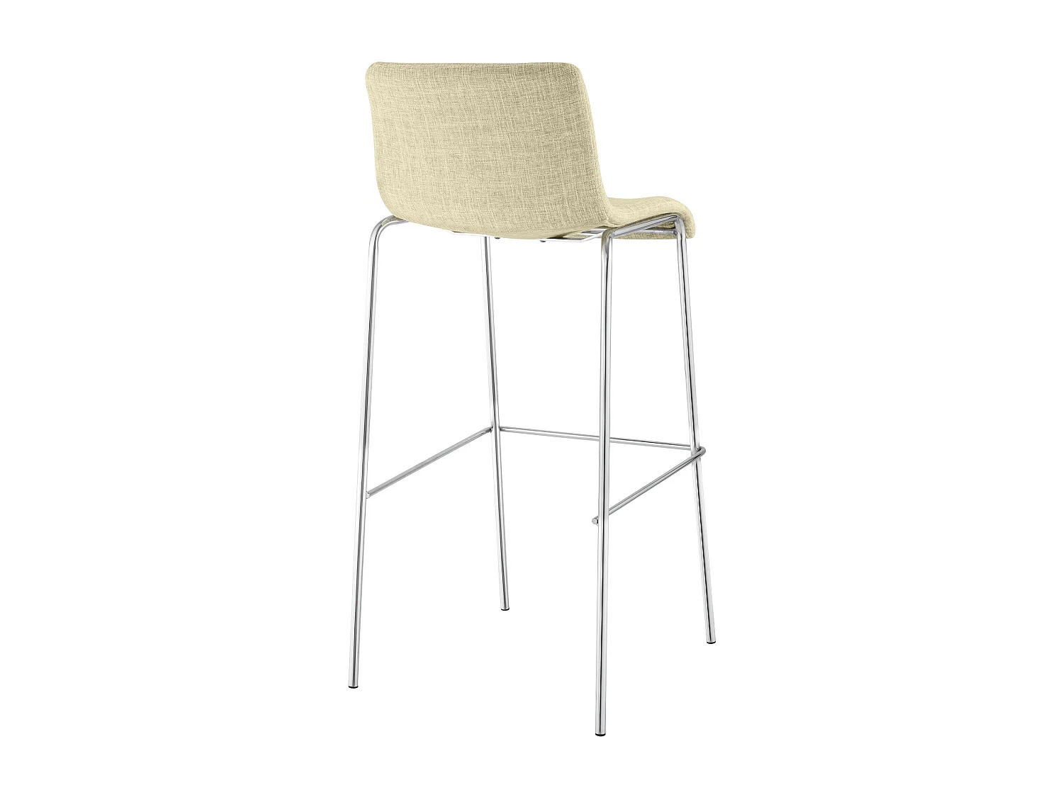 Lot de 2  Tabouret de bar - Tissu & Chrome - Crème - Hover