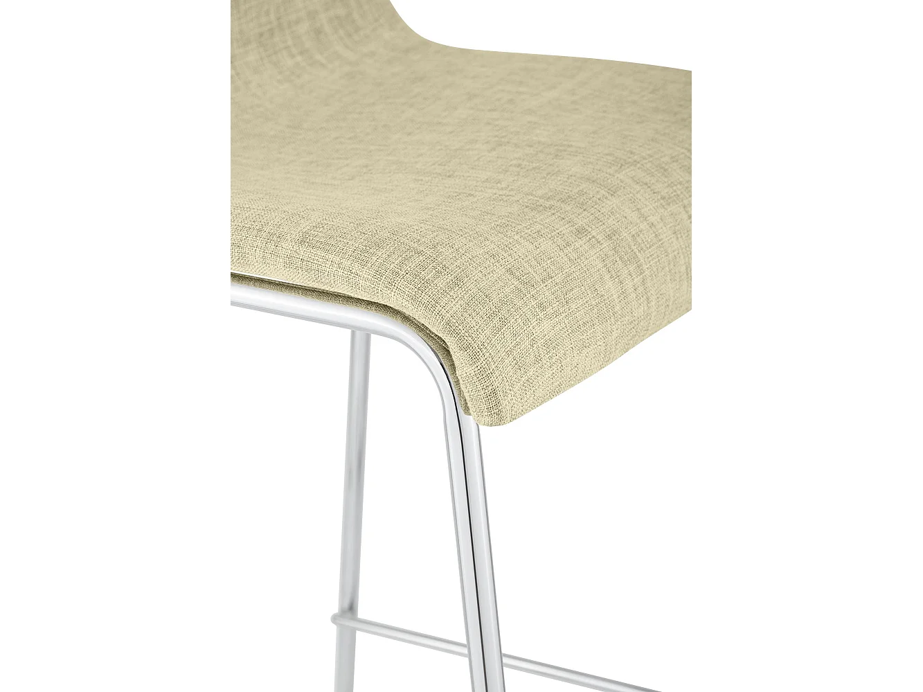 Lot de 2  Tabouret de bar - Tissu & Chrome - Crème - Hover
