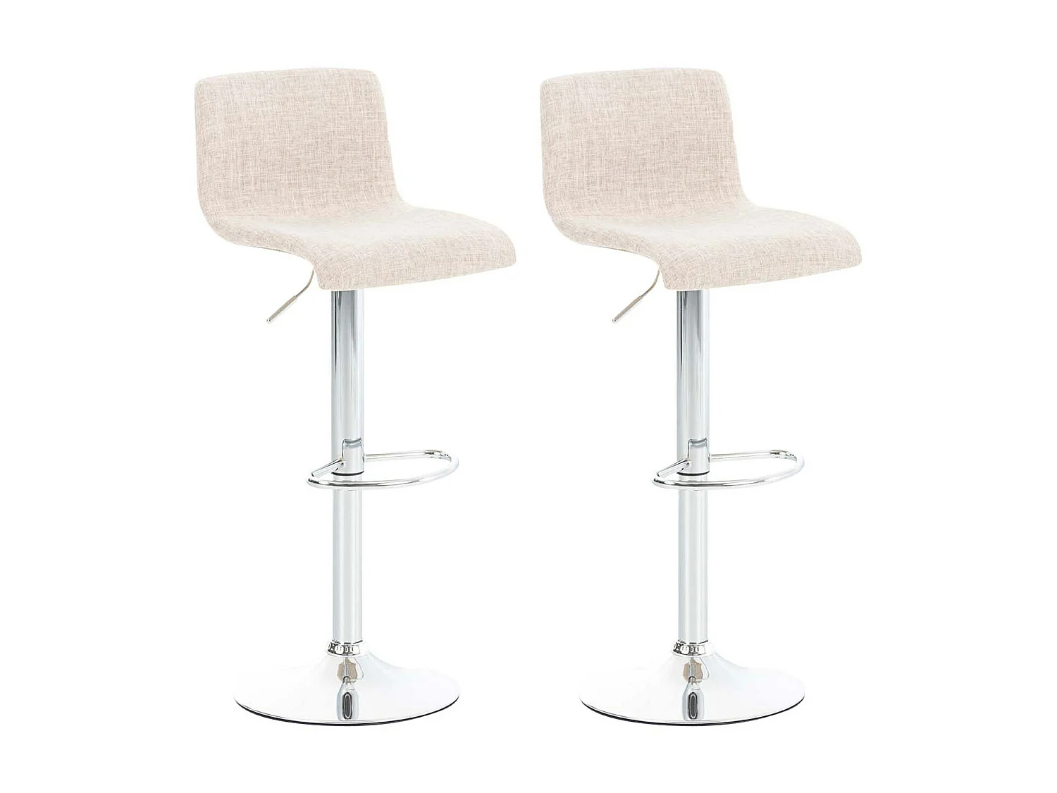 Lot de 2  Tabouret de bar - Tissu & Métal chromé - Crème - Hover