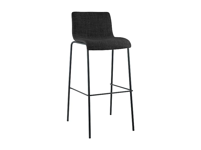 Tabouret de bar - Tissu & Noir - Gris foncé - Hoover