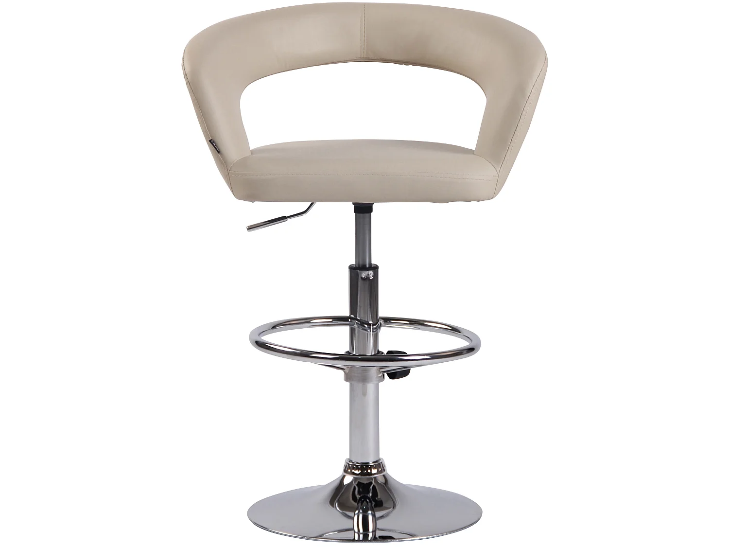 Tabouret de bar - Similicuir & Métal chromé - Crème - Jaen