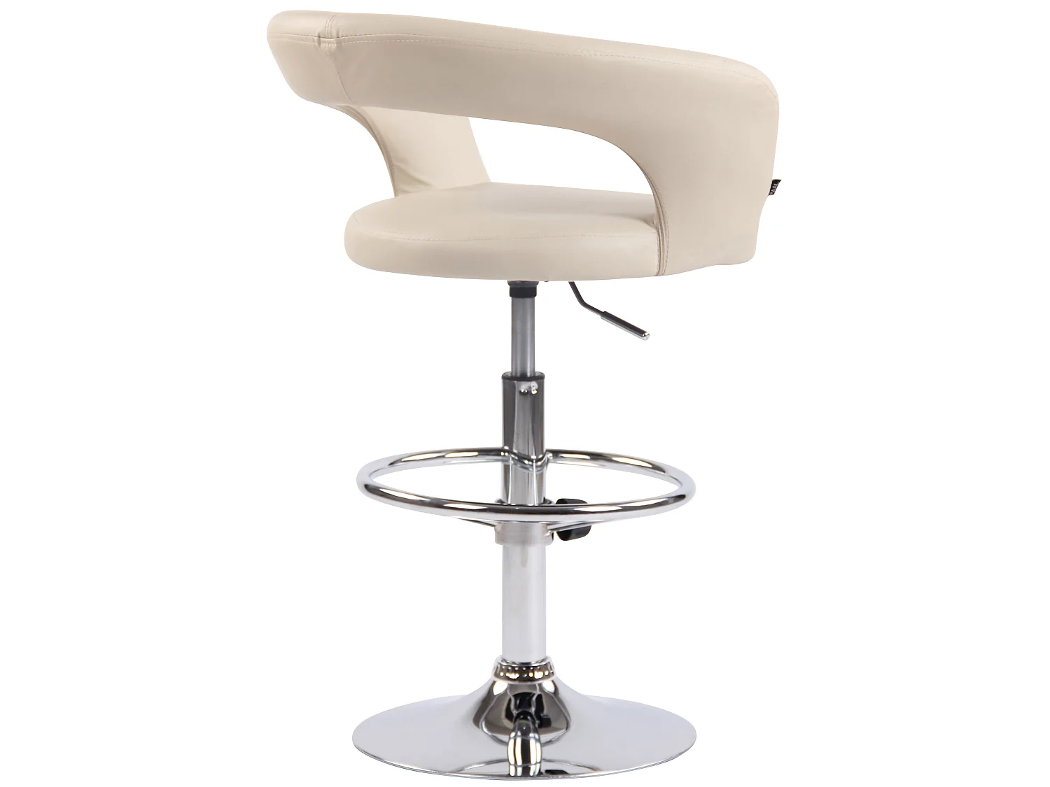 Tabouret de bar - Similicuir & Métal chromé - Crème - Jaen