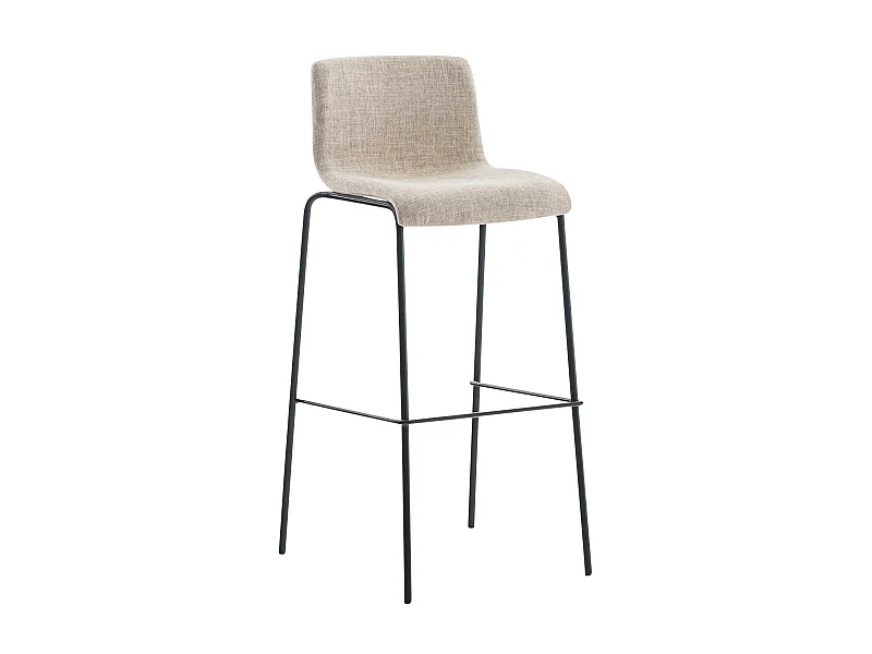Tabouret de bar - Tissu & Noir - Crème - Hoover