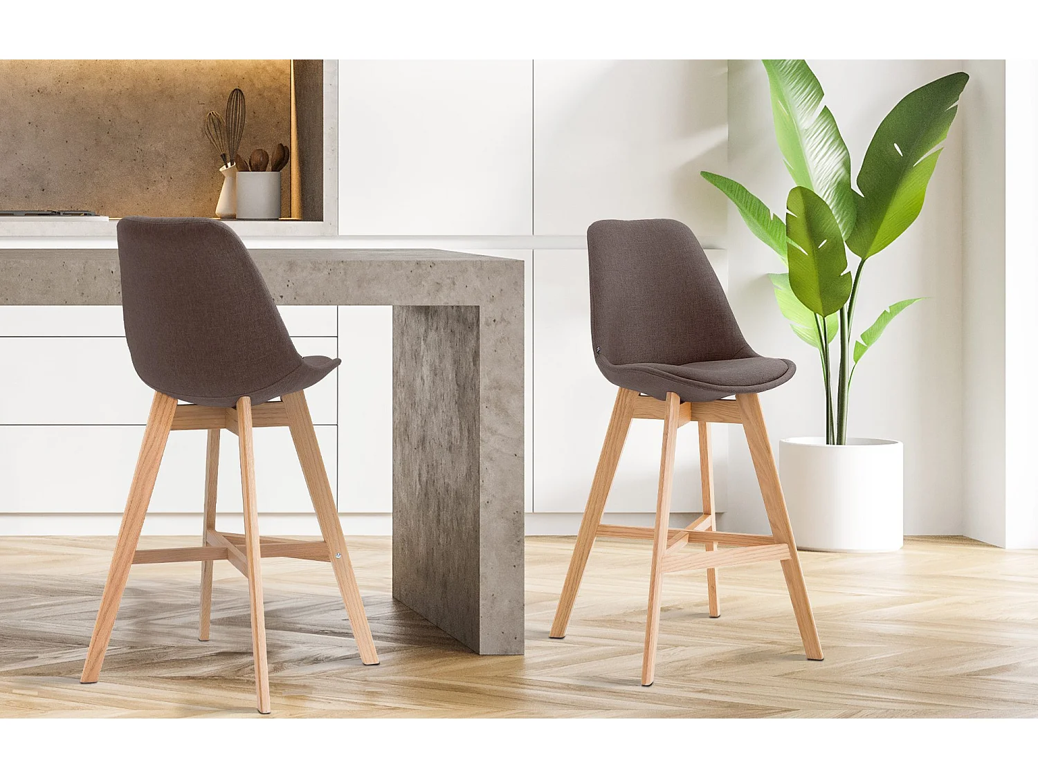 Tabouret de bar - Tissu & Nature - Marron - Cannes