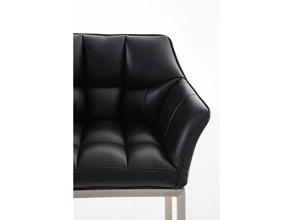 Lot de 2  Tabouret de bar - Similicuir & Acier inoxydable - Noir - DAMASO