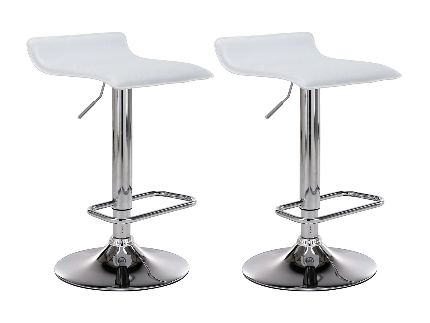 2er Set Barhocker - Kunstleder & Metall in Chromoptik - weiß - Dyn