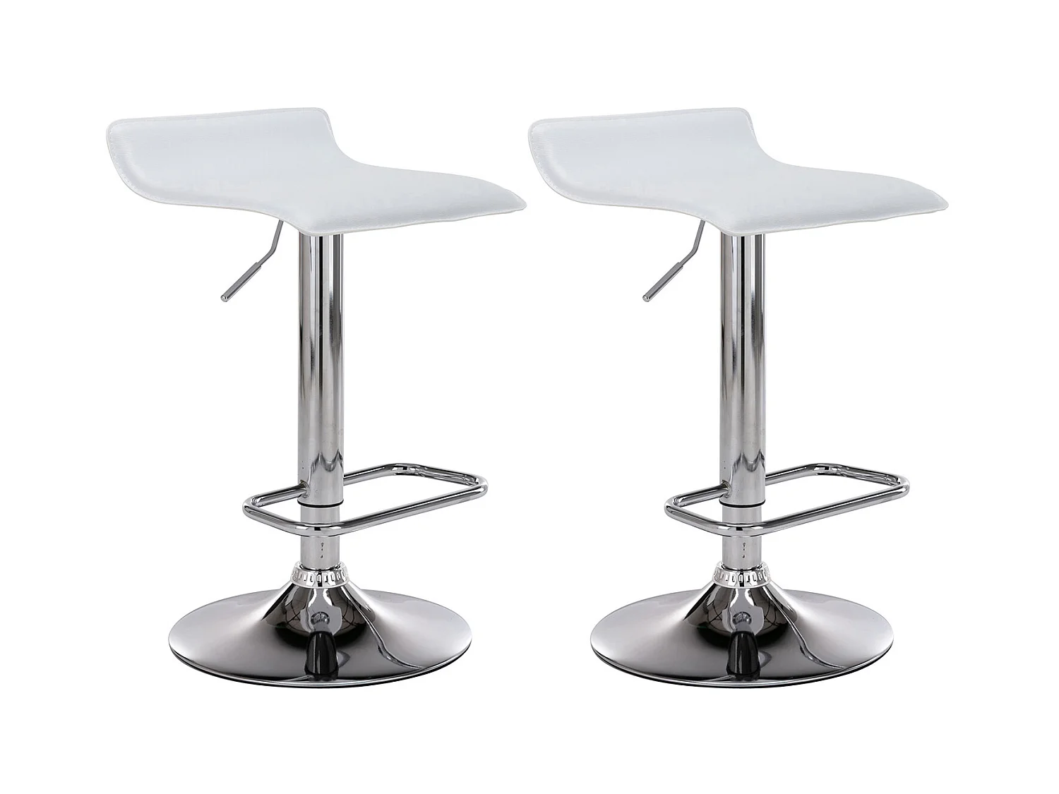 Lot de 2  Tabouret de bar - Similicuir & Métal chromé - Blanc - Dyn