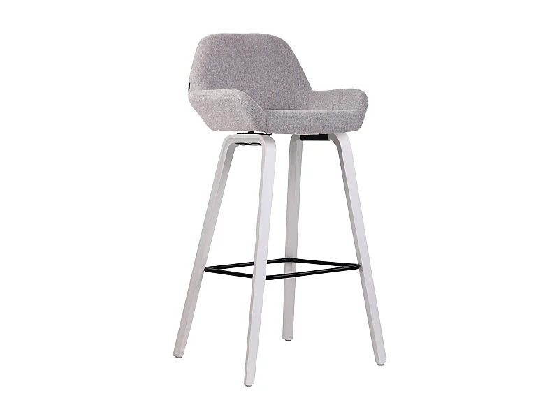 Tabouret de bar - Tissu & Bois - Gris - Newnan