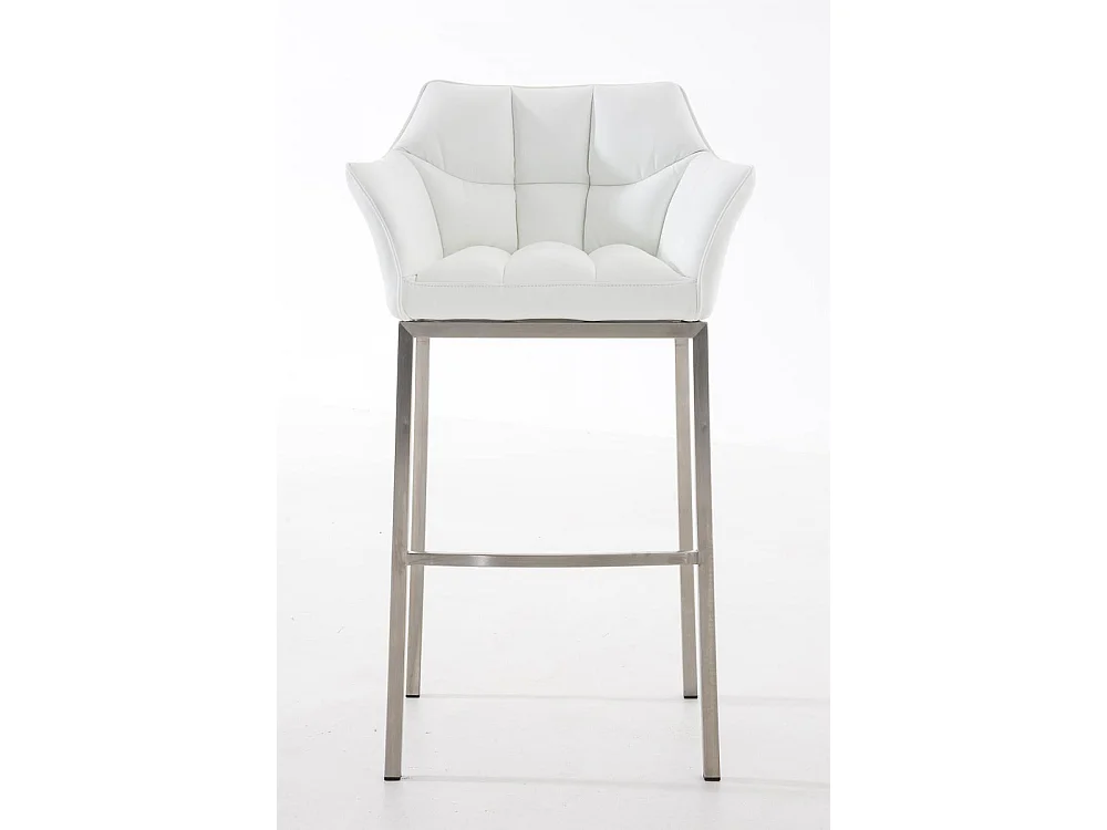 Lot de 2  Tabouret de bar - Similicuir & Acier inoxydable - Blanc - DAMASO