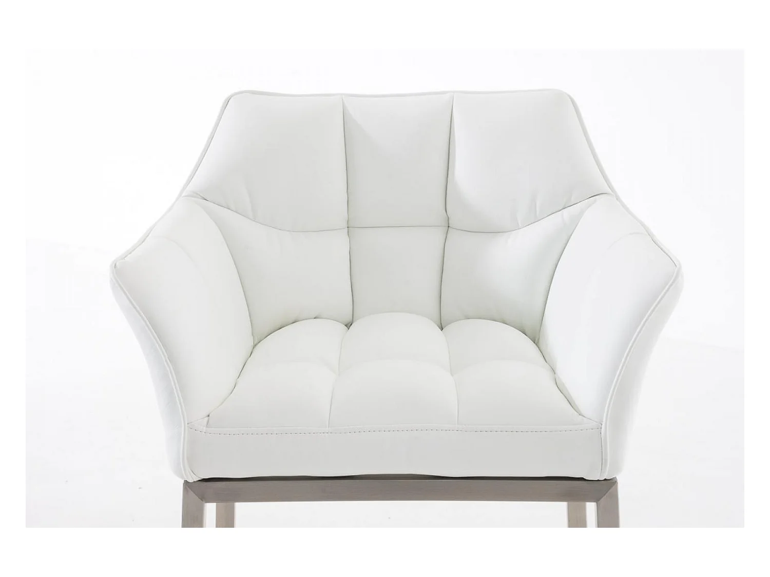 Lot de 2  Tabouret de bar - Similicuir & Acier inoxydable - Blanc - DAMASO