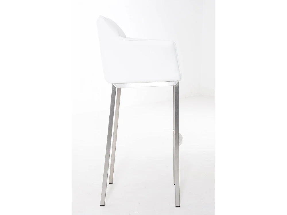 Lot de 2  Tabouret de bar - Similicuir & Acier inoxydable - Blanc - DAMASO