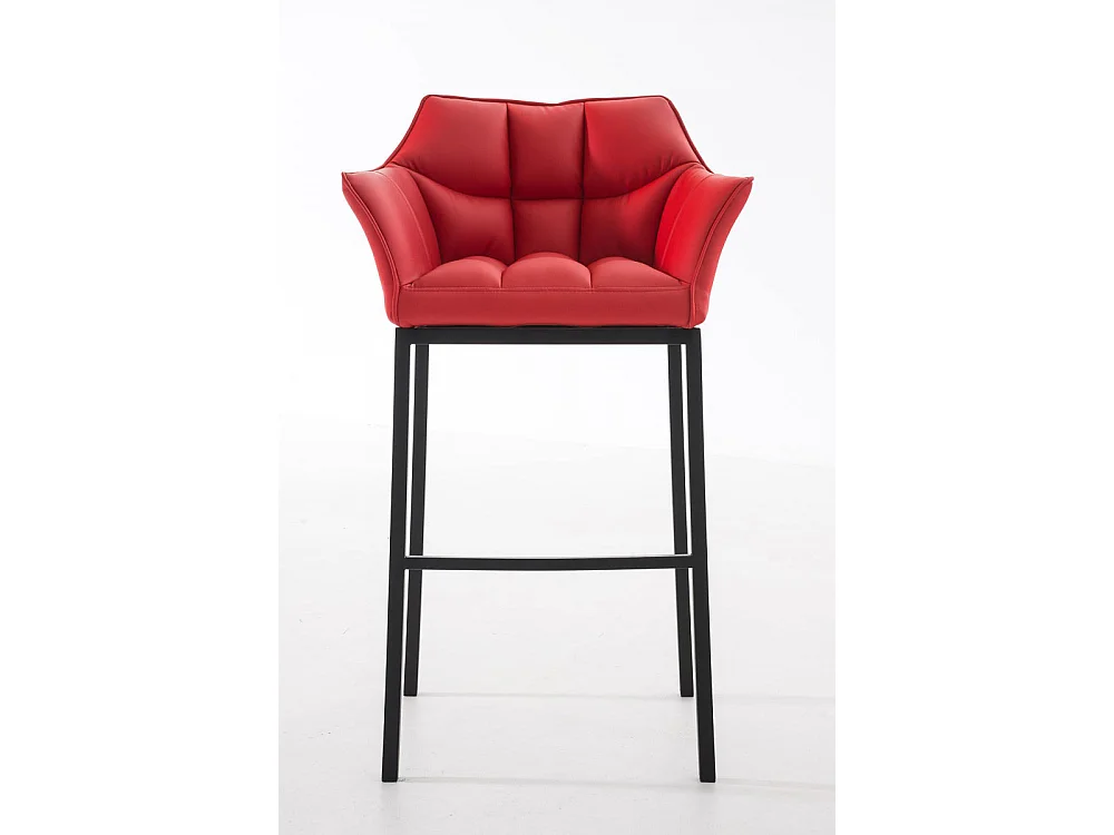 Lot de 2  Tabouret de bar - Similicuir & Noir - Rouge - DAMASO