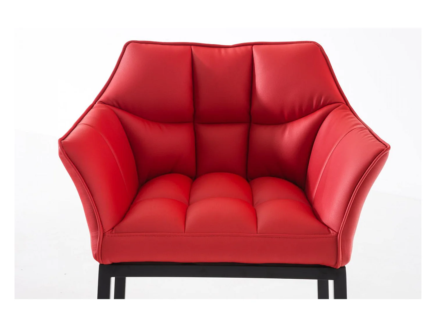 Lot de 2  Tabouret de bar - Similicuir & Noir - Rouge - DAMASO