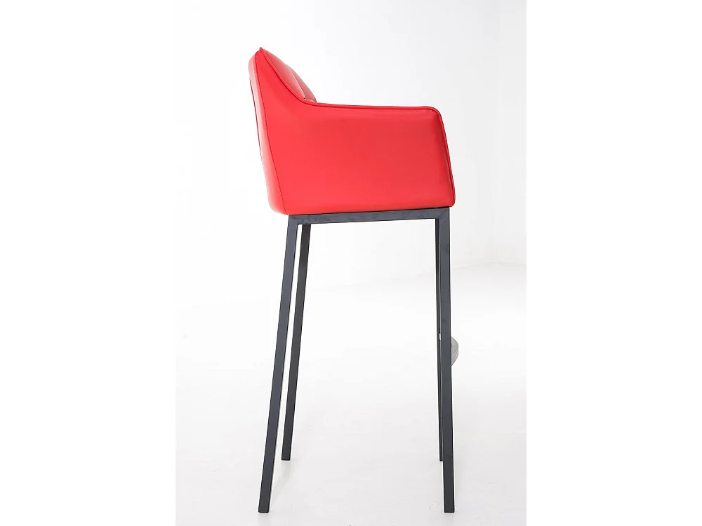 Lot de 2  Tabouret de bar - Similicuir & Noir - Rouge - DAMASO