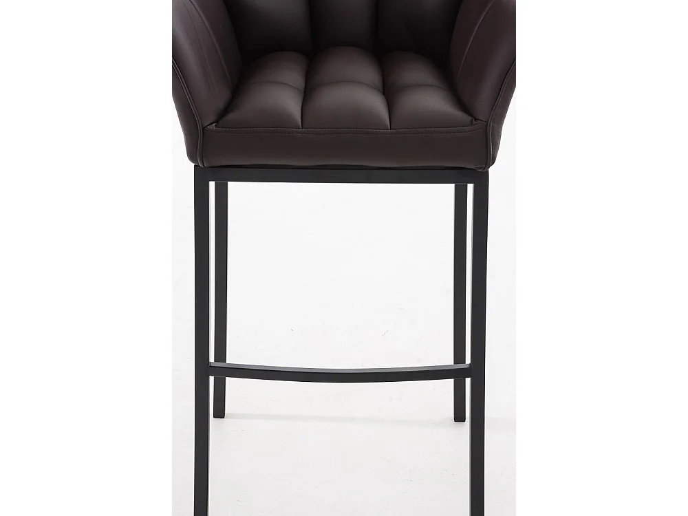 Lot de 2  Tabouret de bar - Similicuir & Noir - Marron - DAMASO